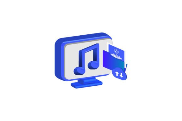 3D Computer with Backup Music Storage: A Modern Graphic for Branding and Packaging