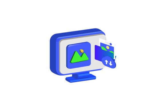 3D Computer with Backup Storage Graphics for Editorial and Web Design