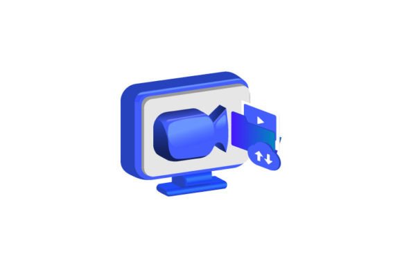 3D Computer with Backup Video Storage: A Modern Graphic for Editorial and Web Design