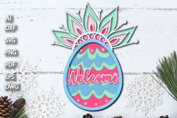 3D Happy Easter Welcome Mandala for Laser Cutting Projects