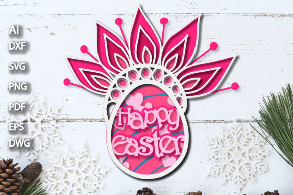 3D Multilayered Happy Easter Egg for Laser Cutting Projects