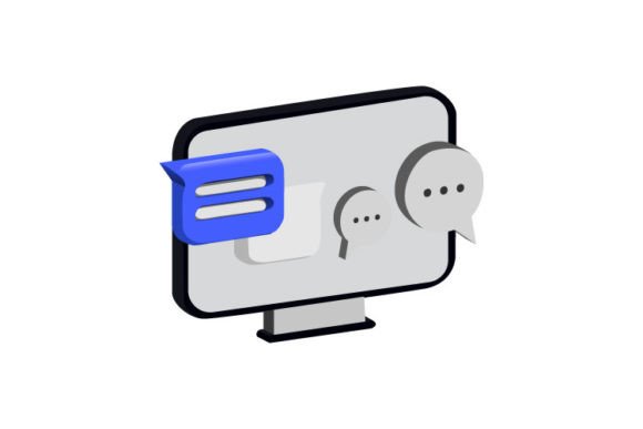3D Object Monitor with Chatting Message: A Modern Graphic for Editorial and Web Design