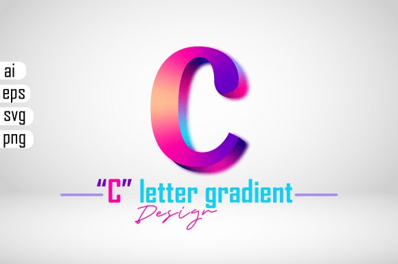 Colorful 3D Gradient Effect Letter C for Scene Generators & Graphics