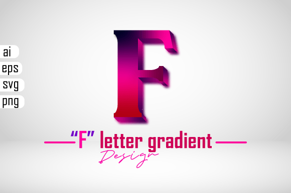 Colorful 3D Gradient Effect Letter “F” for Graphics and Scene Generators