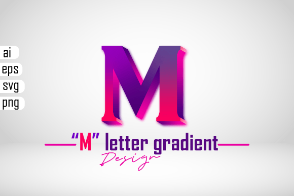 Colorful 3D Gradient Effect Letter M for Scene Generators and Graphics