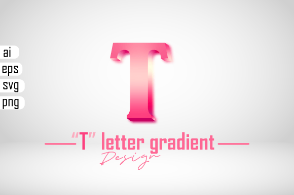 Colorful 3D Gradient Effect Letter “T” for Scene Generators and Graphics