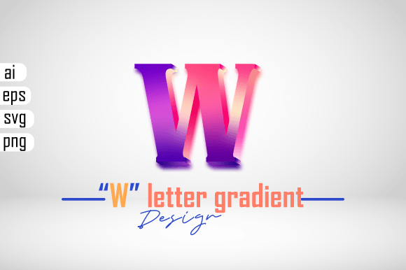 Colorful 3D Gradient Effect Letter “W” for Graphics and Scene Generators