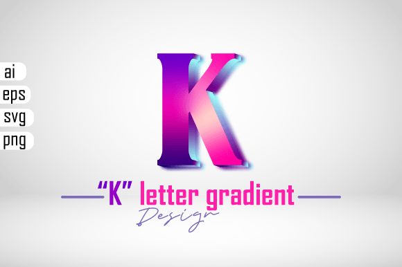 Colorful 3D Gradient Letter K for Embroidery Projects