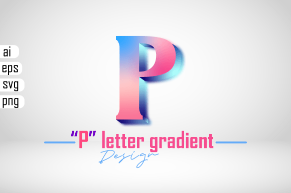 Colorful 3D Gradient Letter P for Embroidery Projects