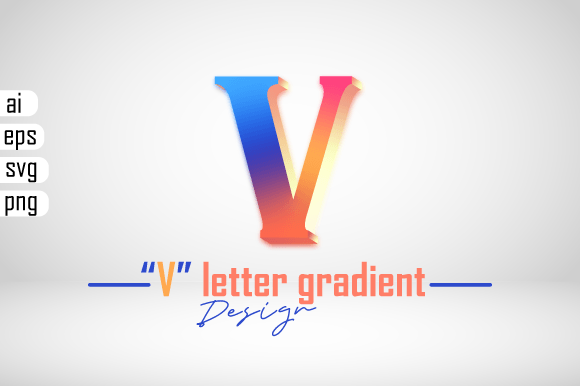 Colorful 3D Gradient Letter V for Graphics and Scene Generators