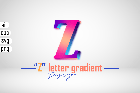 Colorful 3D Gradient Letter “Z” for Graphics and Scene Generators