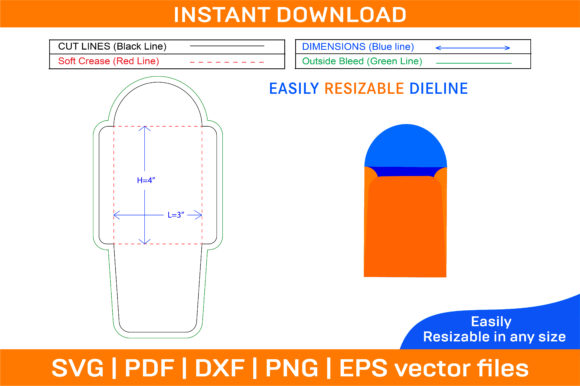 Envelope Die Cut Template and 3D Envelope for Print Templates & Graphics