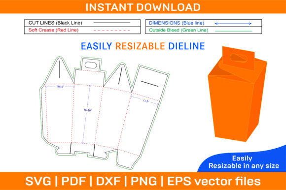 Gift Box Design with Handle Dieline Template: A Powerful Graphics Asset for Print Templates