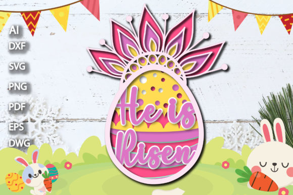 He is Risen Easter Egg Layered Mandala: A Vibrant Laser Cutting Asset for Spring Amp Campaigns