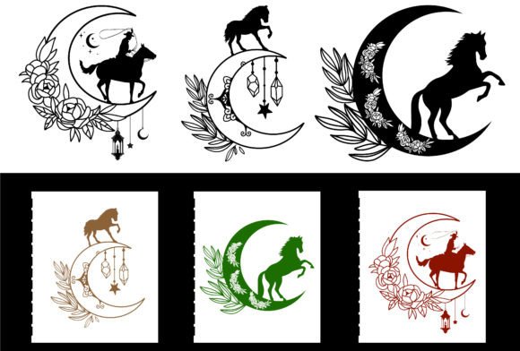Moon 3D Horse SVG Bundle Silhouette: A Graphic Design Asset for Crafters