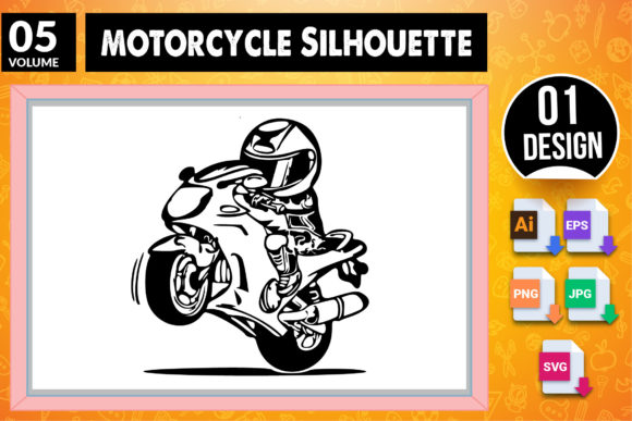 Motorcycle Silhouette SVG Craft Design 5 for Graphics and Crafts