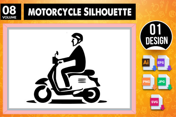 Motorcycle Silhouette SVG Craft Design 8: A Review for Graphics and Crafts Publishing