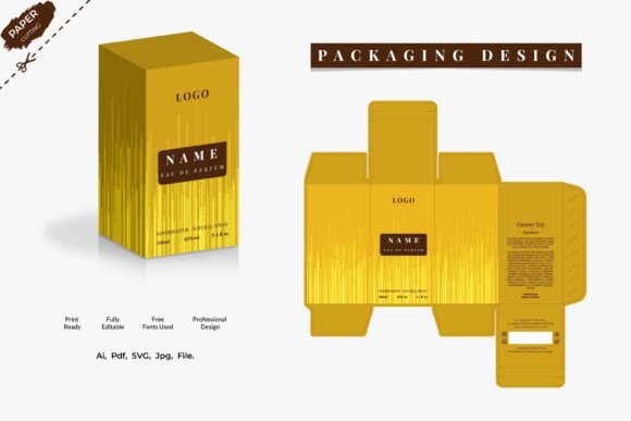 Premium Packaging Box Design with Box Dies Line for Cosmetic Graphics
