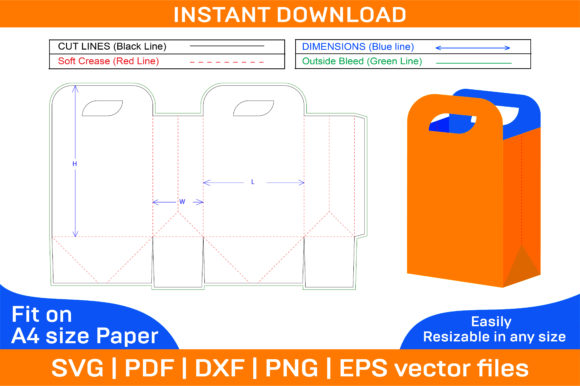 Shopping Bag or Carry Bag Design Dieline Graphics