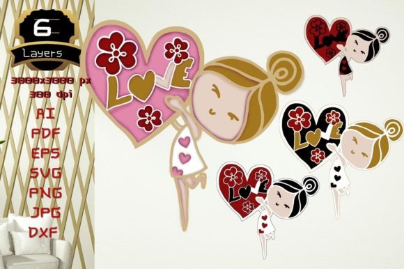 Valentine 3D Little Angle for Laser Cutting in Valentine S Day Design Projects