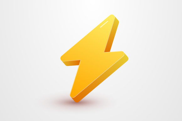 Yellow Thunderbolt 3D Cute Vector Icon: A Versatile Graphic for Local Business Branding